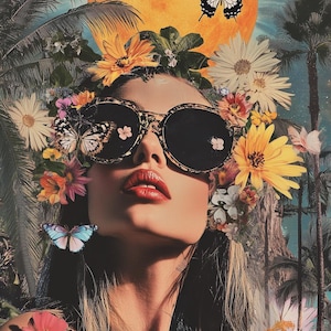 Colorful Floral Portrait Canvas Print Inspired by Frida Kahlo&#39;s Vibrant Style for Home Decor and Wall Art