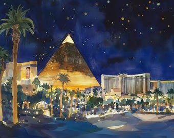 Las Vegas Night Landschaftsbild: Monet Impressionismus Stil Wandbild