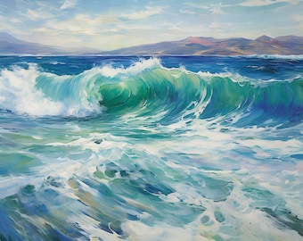 Sea's Symphony: An Homage to Renoir's Vibrant Seascapes | Waterscape | Ocean Waves | Custom Canvas | Download | Digital