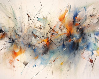 Julie Mehretu #3 Inspired, Original Art, Canvas or Digital Print, Custom Artwork | Organized Chaos: Delicate Ink Lines | Wall Art | Canvas