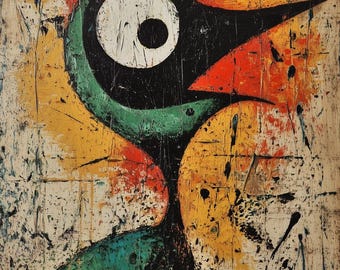 Botero-inspirierter Vogel Leinwanddruck: Moderne abstrakte Kunst