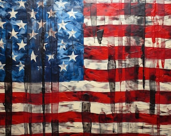 Vintage American Flag Painting Inspired by Jasper Johns | Digital Wall Art | Download Print | Custom Canvas