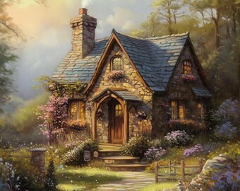 Rustikales Landhaus Leinwanddruck: Impressionistische Gartenkunst