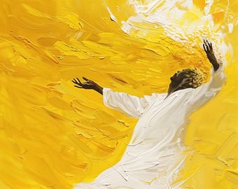 Impresión en lienzo abstracta dinámica en amarillo inspirada en Van Gogh con pinceladas enérgicas para la decoración del hogar