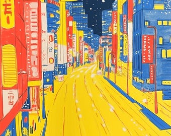 Urban Nightscape Leinwanddruck: Van Gogh Stil City Wall Art