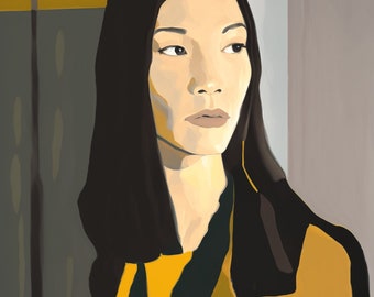 Alex Katz inspired print of a young woman, Digital Print, Custom Art, Canvas Print | Custom Canvas Curators