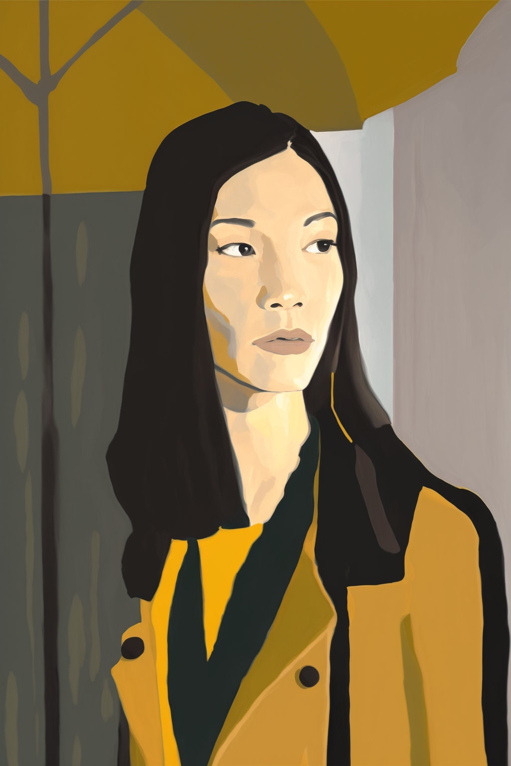 Alex Katz inspired print of a young woman, Digital Print, Custom Art, Canvas Print Custom Canvas Curators
