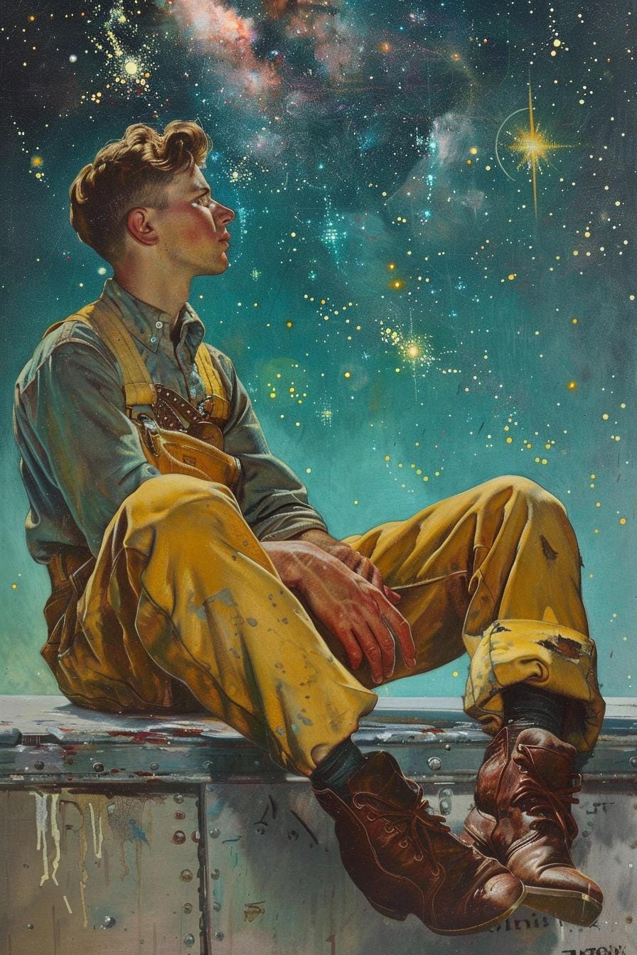 Vintage Norman Rockwell Inspired Custom Canvas Print | 1950s Space