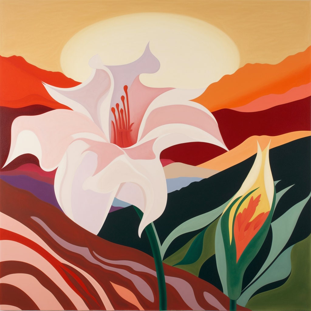 Georgia O'Keeffe Inspired Floral Day Lily, Original Artwork | Custom Canvas Curators
