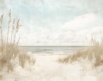 Sandy Beach Leinwanddruck: Monet inspirierte Küstenwandkunst