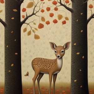 Fawn in the Woods: Lowell Herrero Inspired Fairytale Nursery Wall Art for Kids