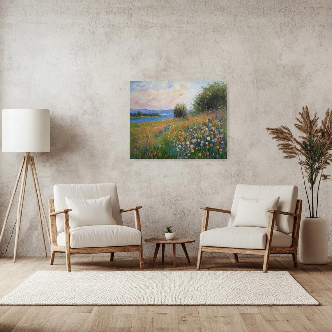 Vibrant Floral Meadow Canvas Print Inspired by Impressionist Art for ...
