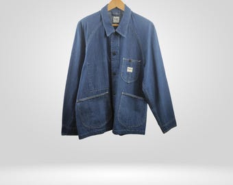 Vintage Woolrich Denim Chore Jacket: Blanket Lined, Oversized Fit