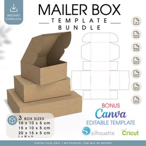 Mailerbox sjabloonbundel SVG | Cricut, silhouetgesneden bestand (digitale download)
