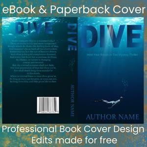 Premade Book Cover, Ready Made for Adventure, Thriller, Diving, Freediving. Custom Design Digital