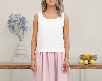 Leinen Tank Top Milchweiß, Basic Leinen Top, LeinenBluse, Leinen T-Shirt, Leinen Top, reines Leinen, Alltagsleinen, ärmelloses Top