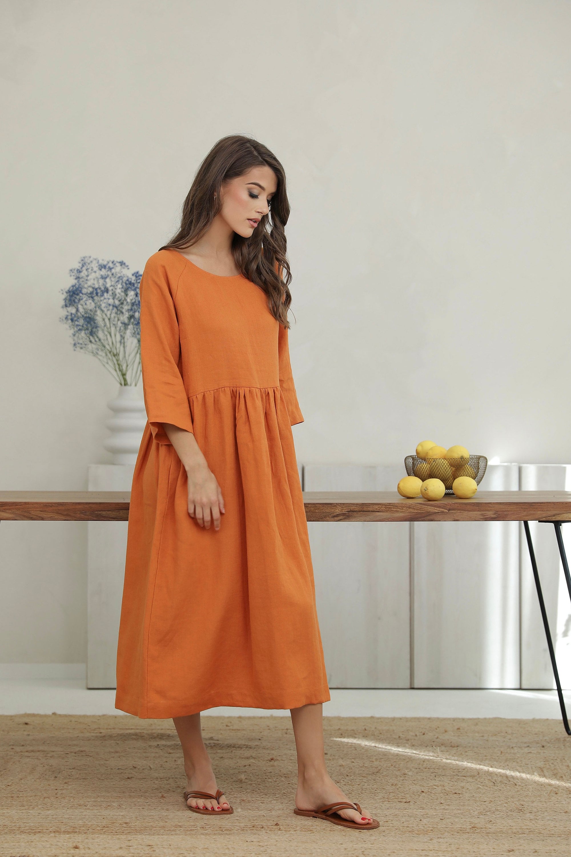 burnt orange linen dress Boden Women's Belinda Linen Shirt Dress in Brown