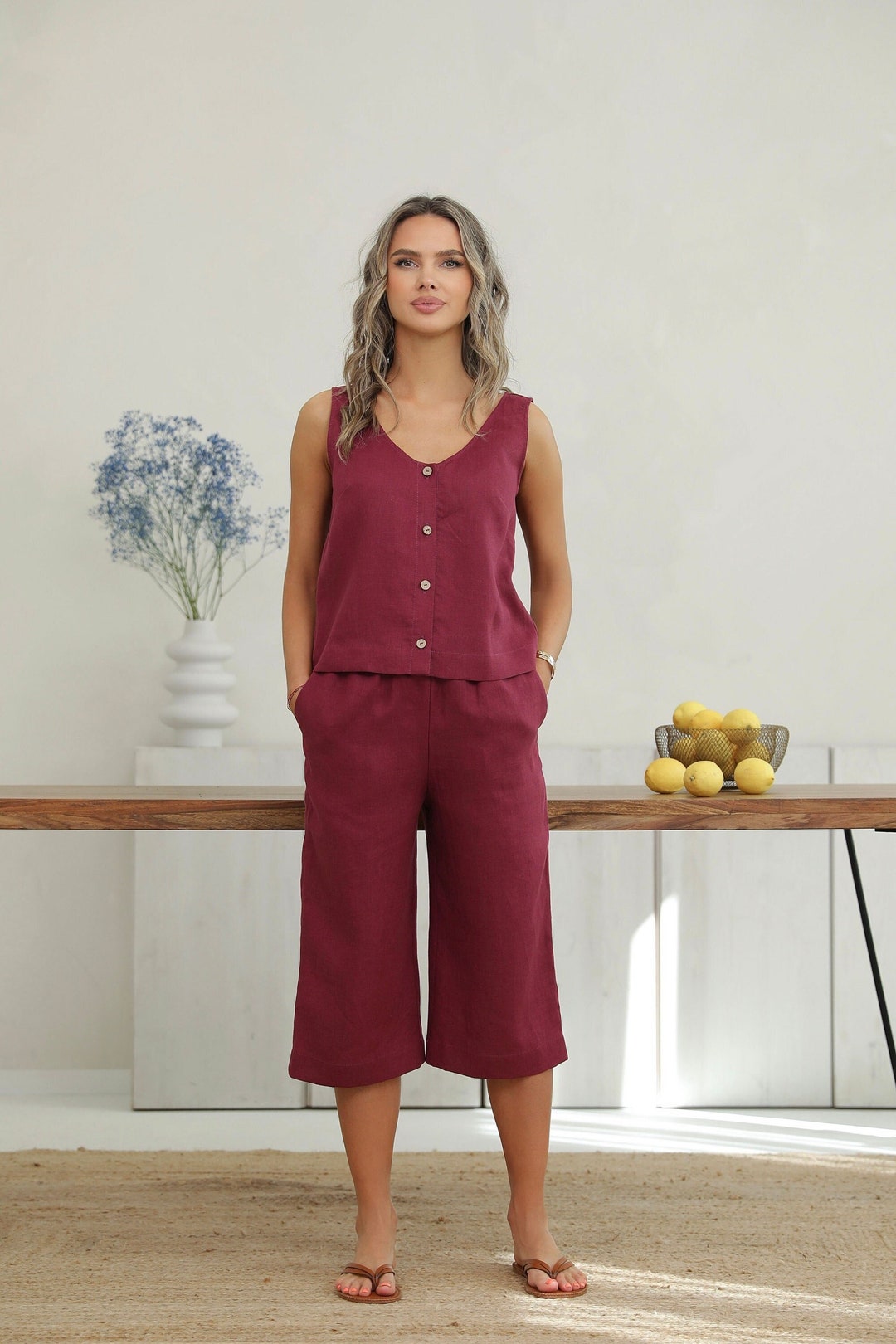 BRULA SOLID LINEN TOP