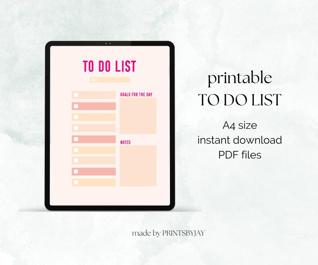 Pastel Pink to Do List Bright Printable Tasks List - Etsy