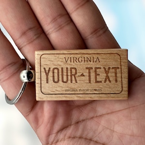 Porte-clés de plaque d'état de Virginie, cadeau pour femme, cadeau pour homme, cadeau pour maman, cadeau pour petit ami, cadeau pour papa, porte-clé de plaque d'immatriculation de l'Illinois