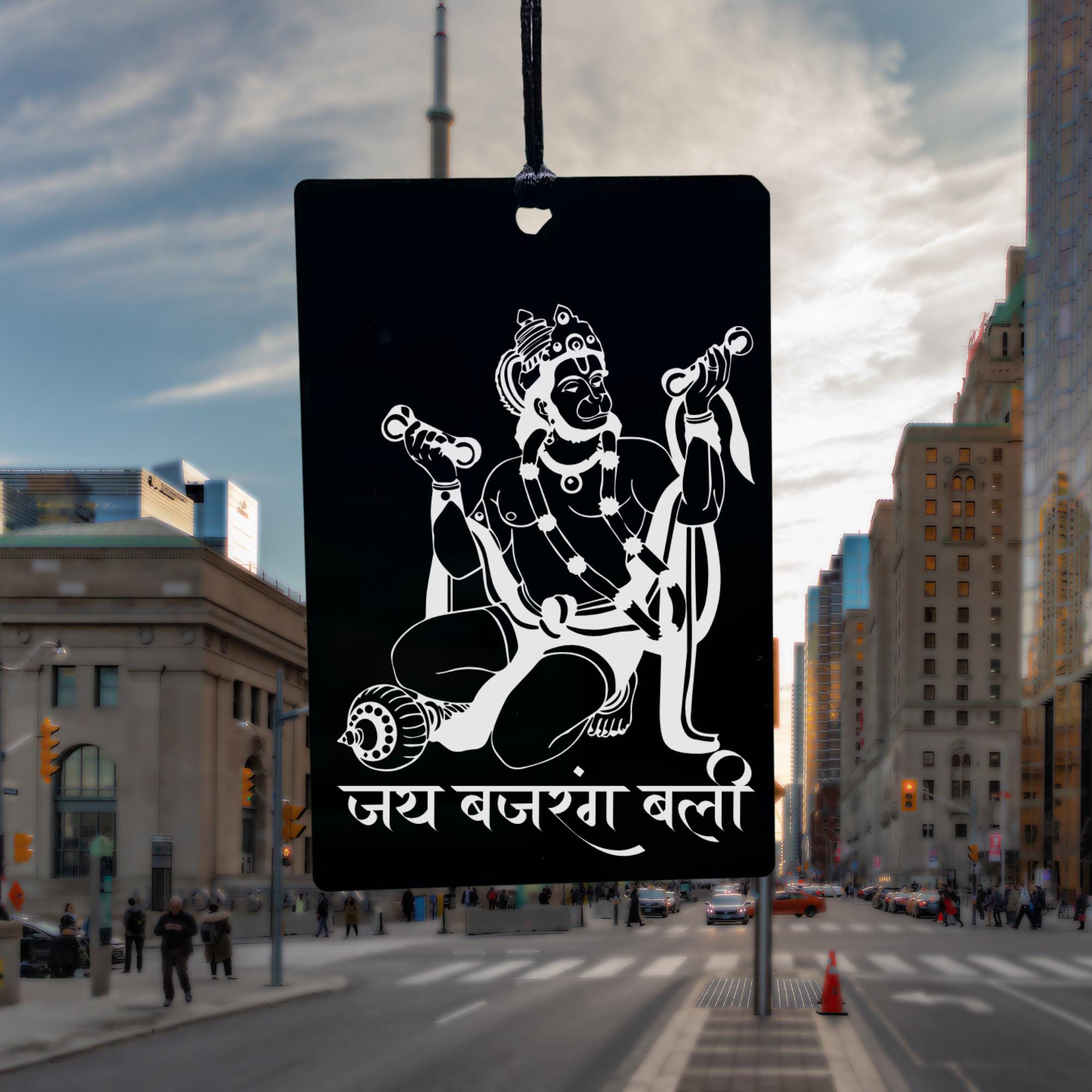 Flying Lord Hanuman - Idolo Appeso Per Auto Protezione - Colore Arancione - 4