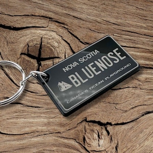 Canada Nova Scotia Vehicle License Plate Keychains, Customizable Personalized Engraved Acrylic Keychain Souvenirs Gift for Him Custom Gift