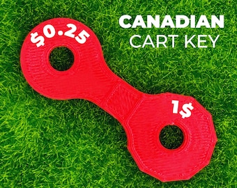 Canadian Cart Coin Keys, 3D printed, Quarter, Loonie, wallmart cart keys, canadian superstores cart keys, unlock anycart coins supermalls