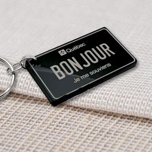 Canada Quebec License Plate Keychains, Customizable Personalized Engraved Acrylic Keychain License Plate, New car Gift for Him Personalised