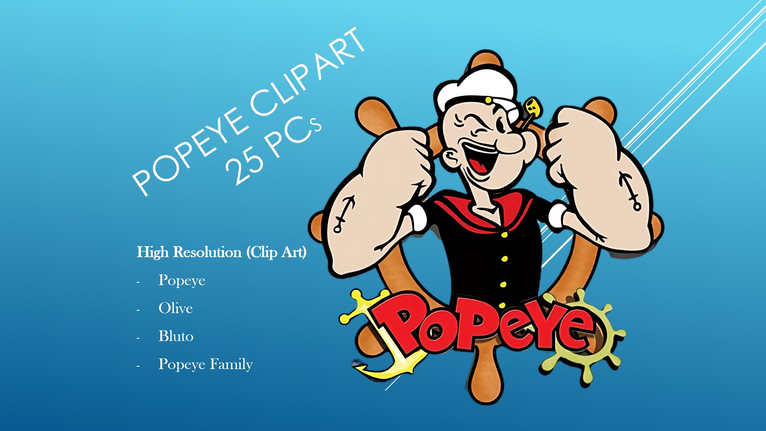 High Resolution Popeye & Gang Clipart Etsy