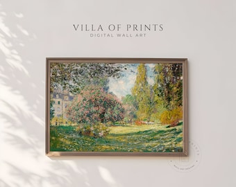 Het Parc Monceau-olieverfschilderij | Claude Monet | kunstafdruk aan de muur | vintage-afdruk | botanische tuin | landschap | beeldende kunst | digitaal downloaden