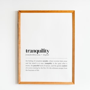 Tranquility definition print | Calm Wall Art | Minimalist Home Decor | Peaceful Zen Vibes | Relaxing Meditation Decor | Digital Download