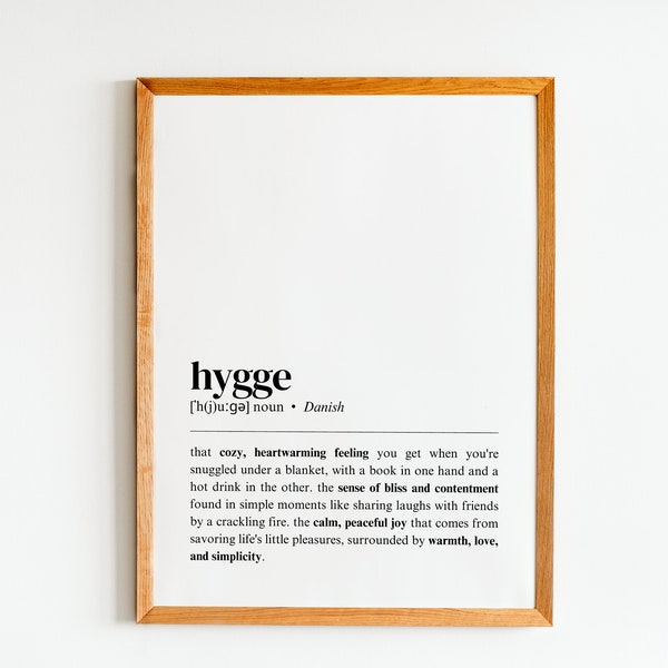 hygge definition print | danish art | hygge | hygge poster | hygge wall art | danish lifestyle | printable wall art | digital download