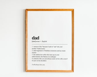 dad definition print | dad print | gift for him | gift for dad | dad poster | bedroom wall art | wall art dad | digital download