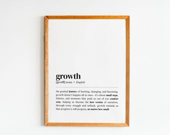 growth definition print | inspirational wall art | personal development decor | motivational home art | positive living | digital download