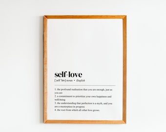 zelfliefde definitie afdrukbare muurkunst | zelfliefde cadeau | posterdecor | eigenliefde minimalistisch | eigenliefde | digitaal downloaden
