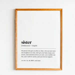 sister definition print | gift for sister | family print | minimalist wall art | sister print | gift for her | digital download