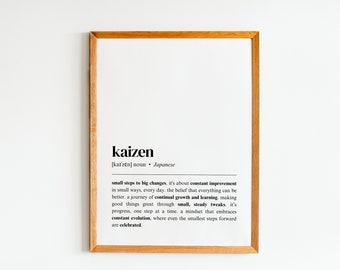 kaizen definition print | japanese art | kaizen | kaizen poster | kaizen wall art | home decor | printable wall art | digital download