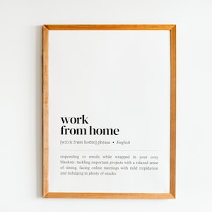 work from home defintion print | home office decor | office wall art | funny home decor | remote work | office wall decor | digital download