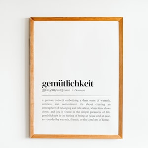 Définition gemütlichkeit | art mural allemand | cadeaux allemagne | Traduction allemand | décoration murale confortable | téléchargement numérique
