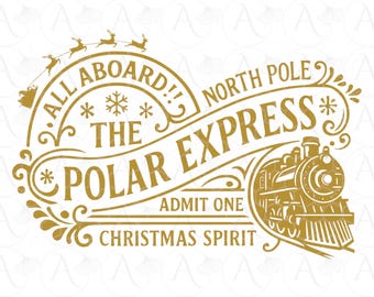 Polar Express clipart : Christmas Golden Train, XMAS Sublimation PNG, Card , T- shirt, Photo Frame , DIY Craft