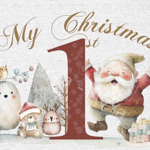 1st Christmas Santa PNG, Baby&#39;s First Christmas, Christmas Card design, 1st Christmas Sublimation, Jolly Santa