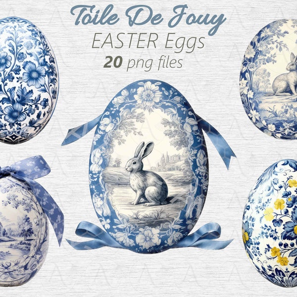 Elegant Toile de Jouy Easter Egg Clipart, 20 PNG Eastrer Eggs - Junk Journals, Crafting  & Sublimation,  Easter Printable