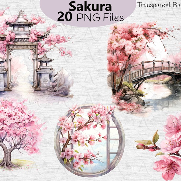 Sakura clipart Pink cherry blossom  Floral clipart, Field, garden, blooming,clipart, Japanese PNG, Floral  Digital watercolor