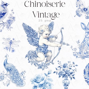 Chinoiserie vintage bloemen clipartbundel - prachtige kransen voor creatieve projecten - commerciële licentie vintage bloemen clipart inbegrepen