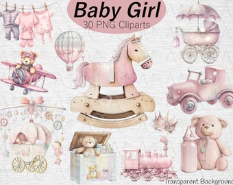 Baby Girl Clipart: Nursery Decor PNG Images (Digital Download)