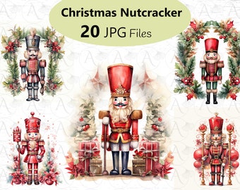 Christmas Nutcracker, Christmas clipart JPG - Card Making, Mixed Media, Pillows, invitations, Christmas decor.