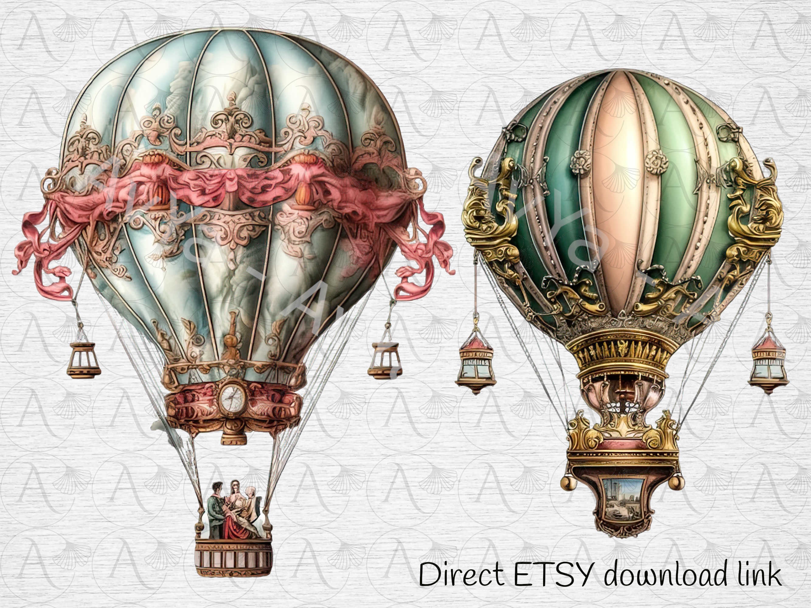 Vintage Hot Air Balloon Clipart 15 PNG Clipart Decorative - Etsy