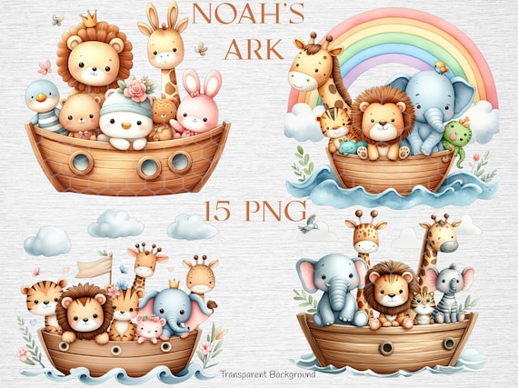 Noah's Ark Clipart Bundle: Watercolor Baby Animals (Digital Download)