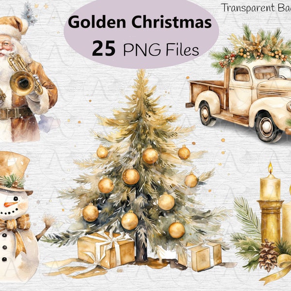 Gold Christmas Clipart Bundle, Beige christmas, Cozy Holiday Clip Art, Christmas PNG, Festive Holiday Clip Art, Winter Golden collection