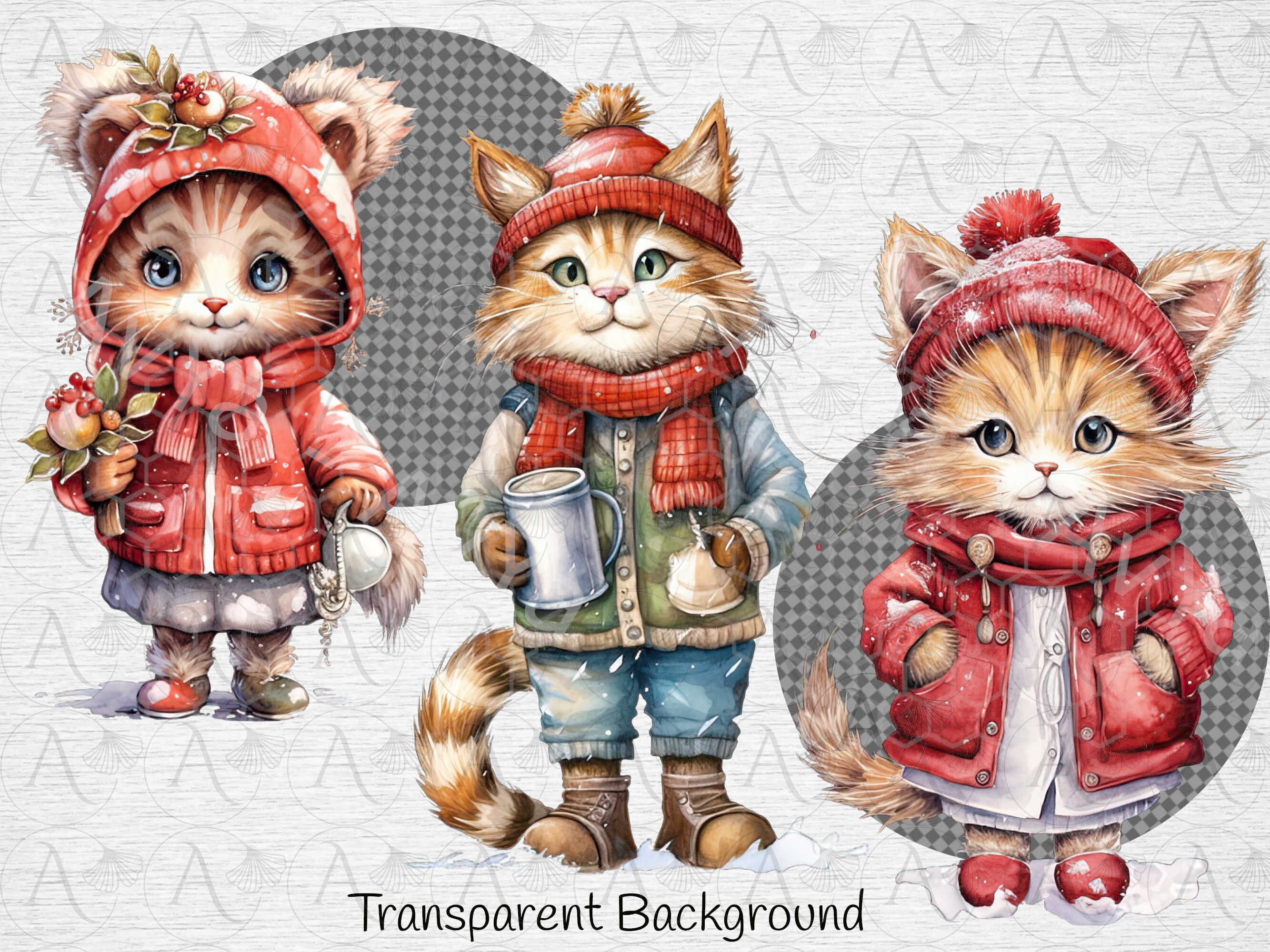 Christmas Cat Clipart Cat PNG Clipart Christmas Santa Hat - Etsy